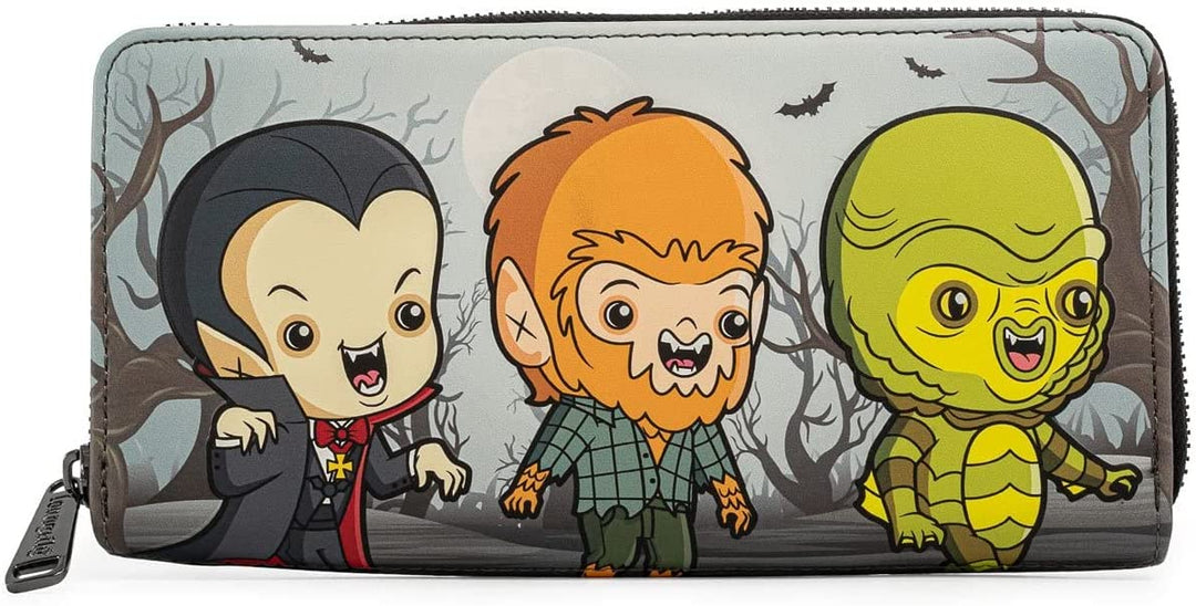 Loungefly Universal Monsters Chibi Line Ziparound Wallet, Multi-colored, Standar