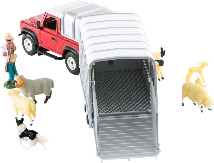 Britains Farm Animal Collection Sheep Farm Playset with Land Rover 90 and Trailer (43138A1)