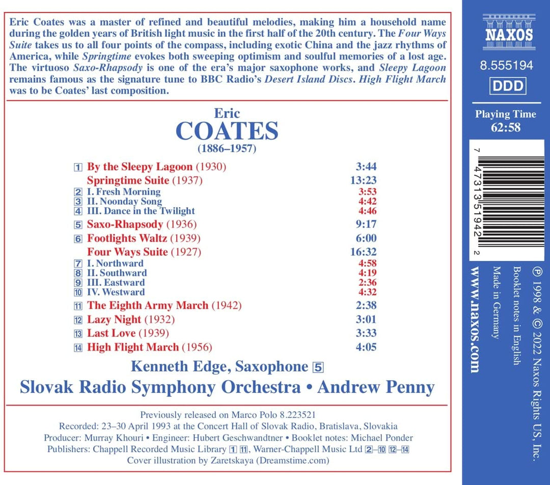 Coates: Springtime Suite [Slovak Radio Symphony Orchestra; Andrew Penny] [Naxos: [Audio CD]