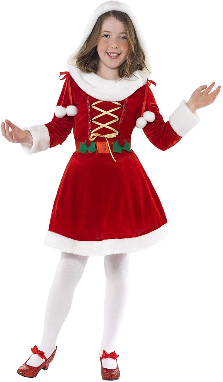X Little Miss Santa Costume, Red And White medium 7-9 years