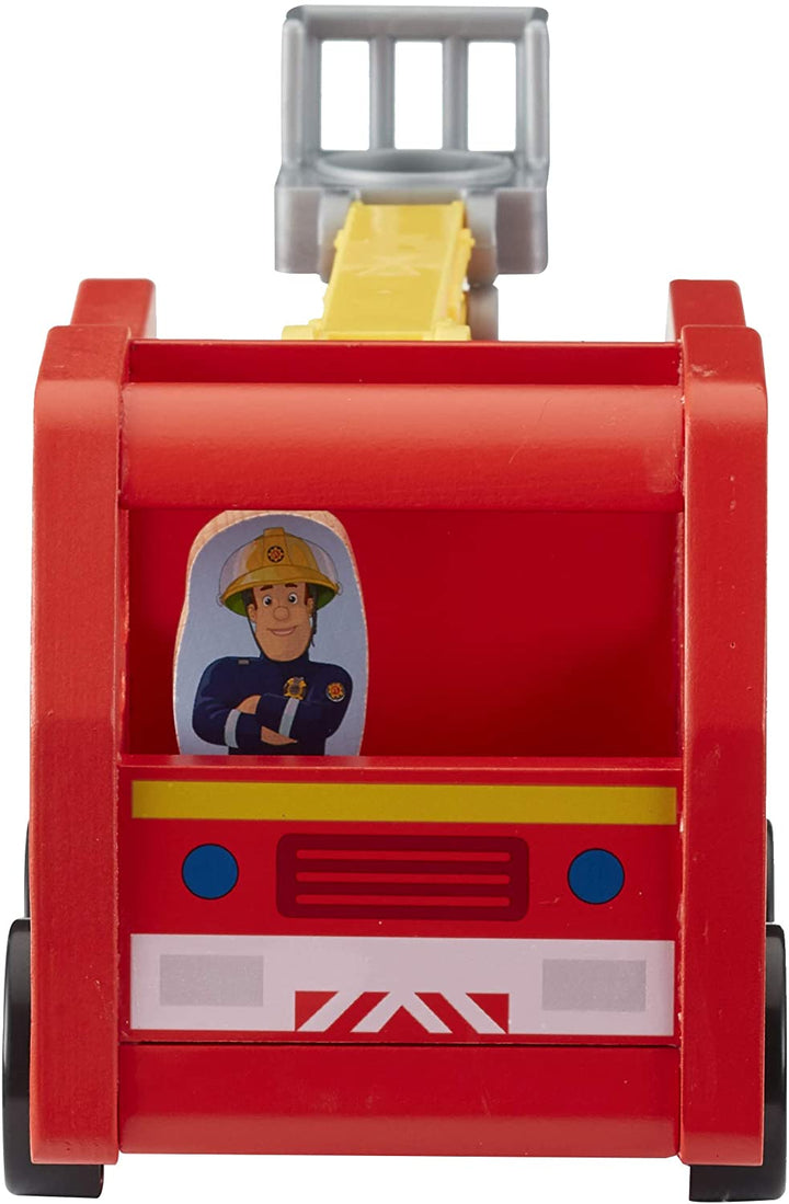 Feuerwehrmann Sam 07324 Holz Jupiter Figur FSC Holz Nachhaltiges Vorschulspielzeug mit Feuerwehrmann Sam und Penny zweiseitige Figur
