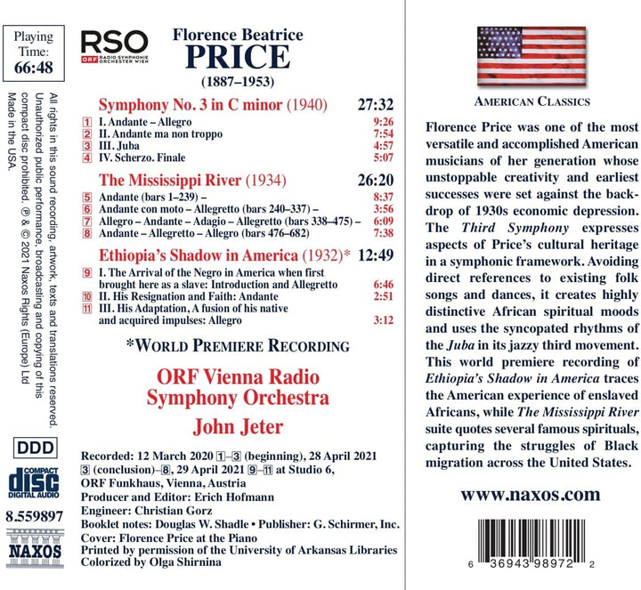 ORF Vienna Radio Symphony Orchestra - Price: Symphony No. 3 [ORF Vienna Radio Symphony Orchestra; John Jeter] [Naxos: 8559897] [Audio CD]