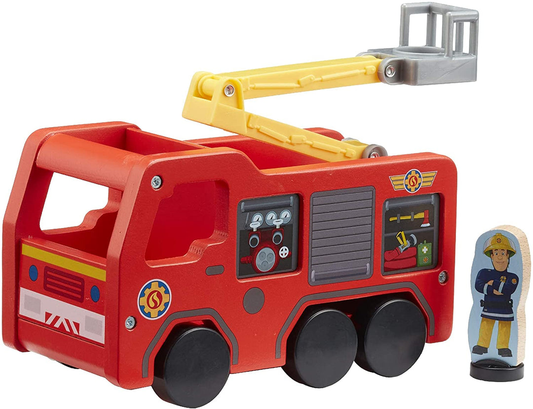 Feuerwehrmann Sam 07324 Holz Jupiter Figur FSC Holz Nachhaltiges Vorschulspielzeug mit Feuerwehrmann Sam und Penny zweiseitige Figur