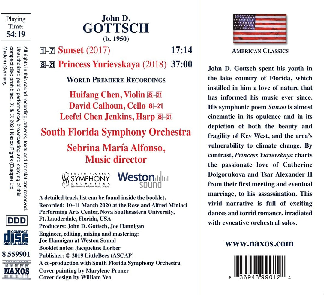 Huifang Chen - Gottsch: Princess Yurievskaya [Huifang Chen; Davido Calhoun; Lee-Fei Chen Jenkins; South Florida Symphony Orchestra; Sebrina Maria Alfonso] [Naxos: 8559901] [Audio CD]