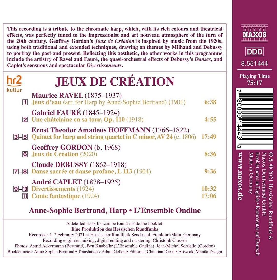 Caplet: Jeux De Creation [Anne-Sophie Bertrand; L'Ensemble Ondine] [Naxos: 85514 [Audio CD]