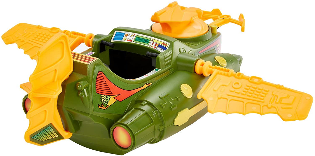 Masters of the Universe Origins Wind Raider-Fahrzeug mit Abschlepphaken, einziehbarem Kabel und Ausstellungsständer zum Spielen und Präsentieren von MOTU-Geschichten, Geschenk für Kinder ab 6 Jahren