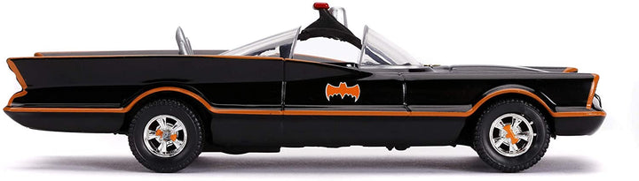 Jada 253213002 1966 Classic Batmobile Toy Car Die-Cast Includes Batman Figure 1:32 Scale Black, One Size