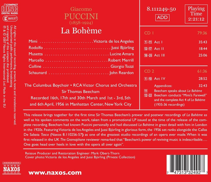 La Boheme (Beecham, RCA Victor Chorus) [Audio CD]