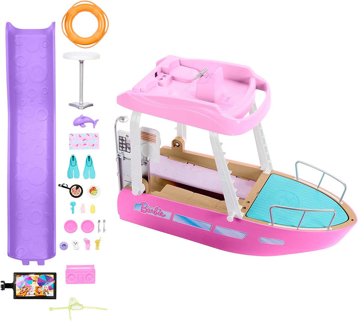 Barbie Boat with Pool and Slide, Dream Boat Playset Includes 20+ Pieces