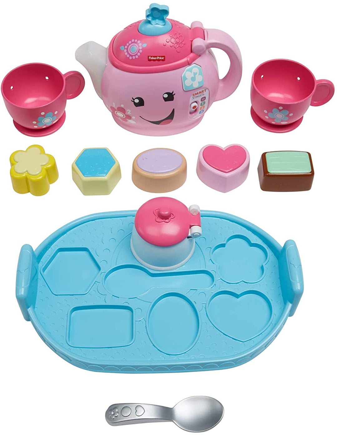 Fisher-Price DYM76 Laugh and Learn Sweet Manners Tea Playset, Toddler Role Play Tea Set Toy for Children with Educational Shape Sorter, Suitable 18 Months Plus