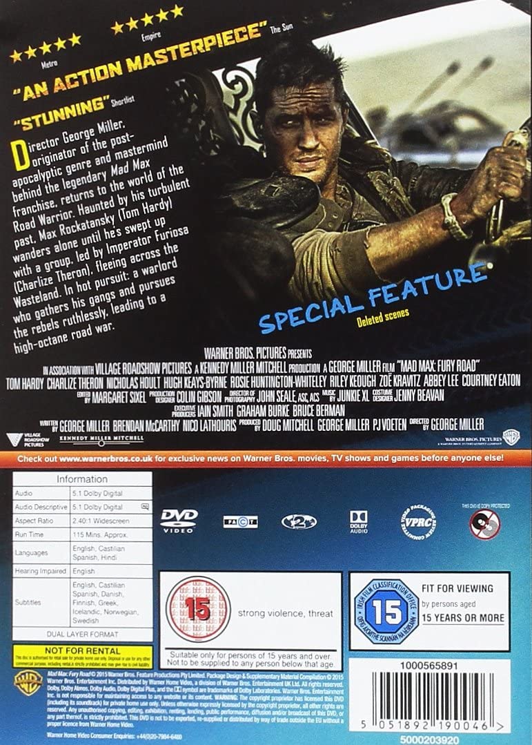 Mad Max : Fury Road [DVD] [2015]