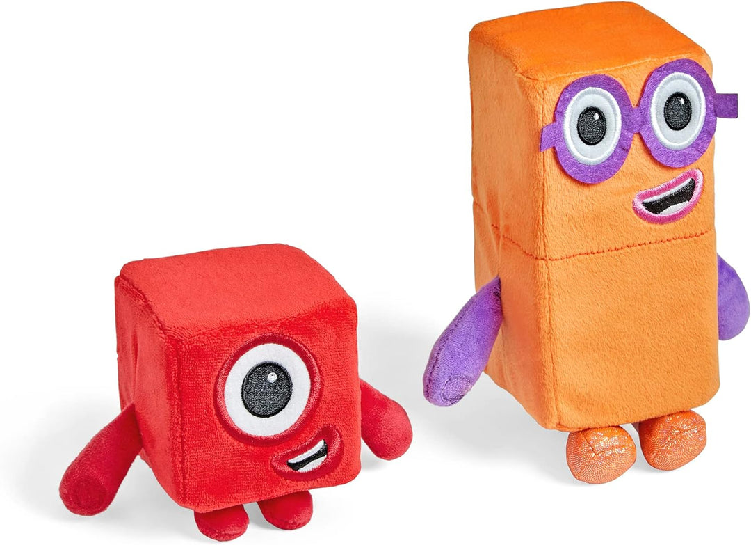 Learning Resources HM94554-UK One and Two Playful Pals, Numberblocks Plush Squishy Soft Tactile Toys