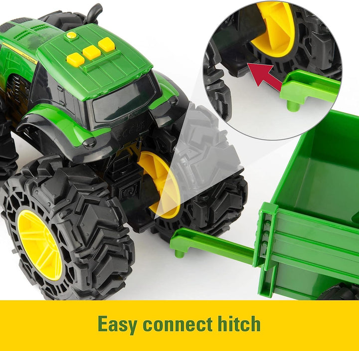 John Deere Kids 736 47353 EA John Deere Lights &amp; Sounds Traktor mit Wagen, rot