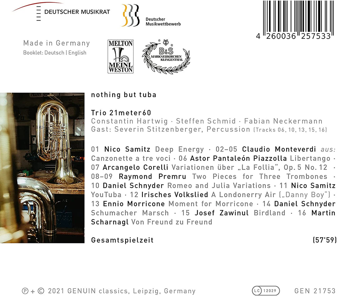 Nothing But Tuba [Constantin Hartwig; Fabian Neckermann; Steffen Schmid; Severin Stitzenberger] [Genuin Classics: GEN21753] [Audio CD]