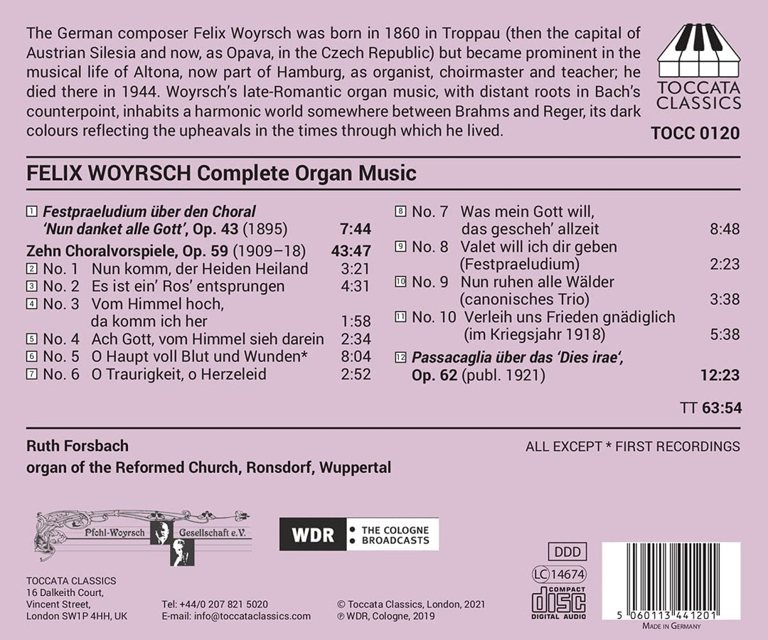 Woyrsch: Organ Music [Ruth Forsbach] [Toccata Classics: TOCC 0120] [Audio CD]