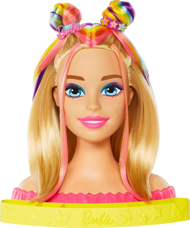 Barbie Doll Deluxe Styling Head, Barbie Totally Hair, Straight Blonde Neon Rainb