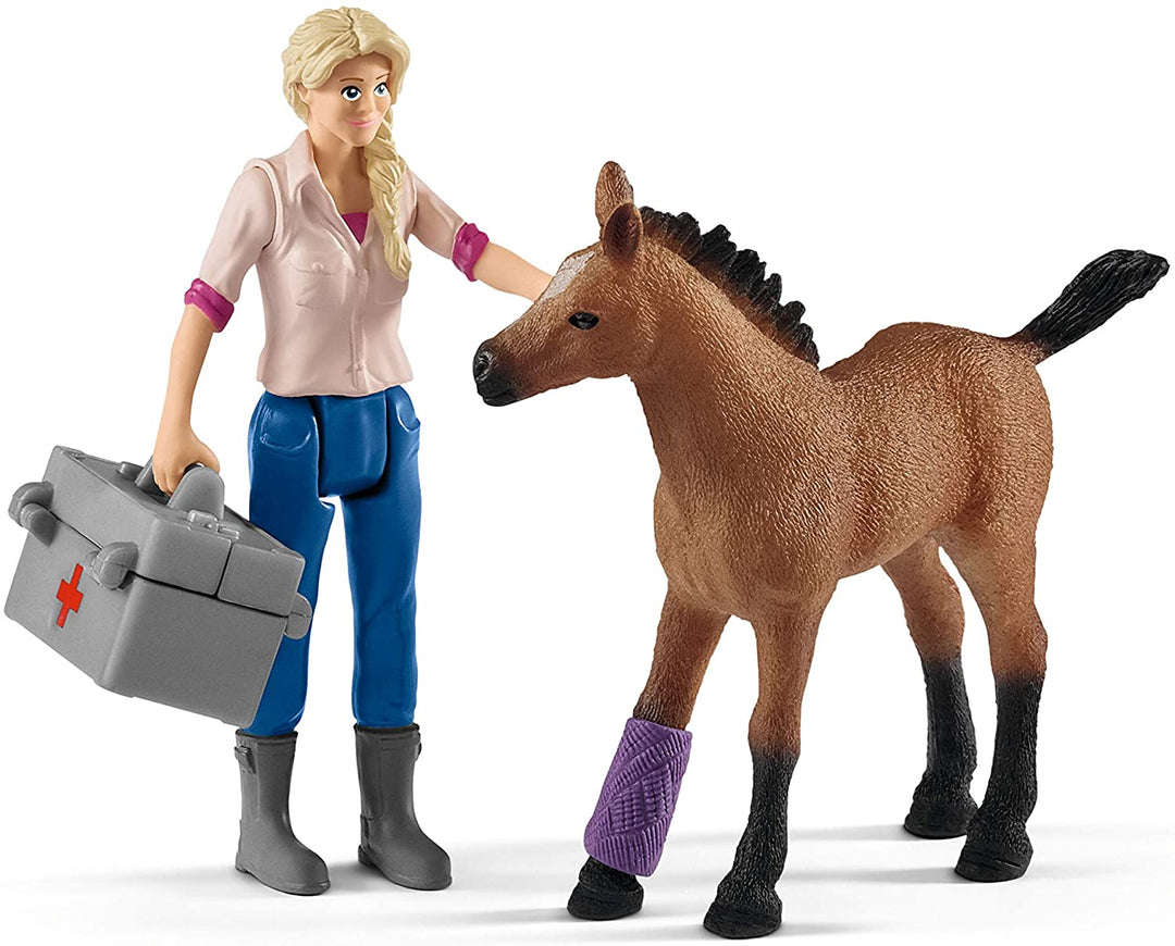 Schleich 42486 Vet visitant jument et poulain