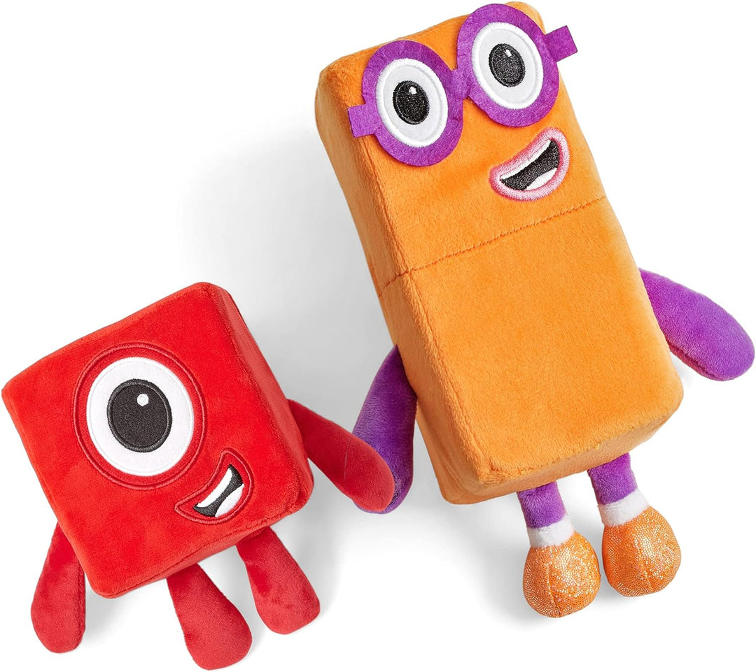 Learning Resources HM94554-UK One and Two Playful Pals, Numberblocks Plush Squishy Soft Tactile Toys