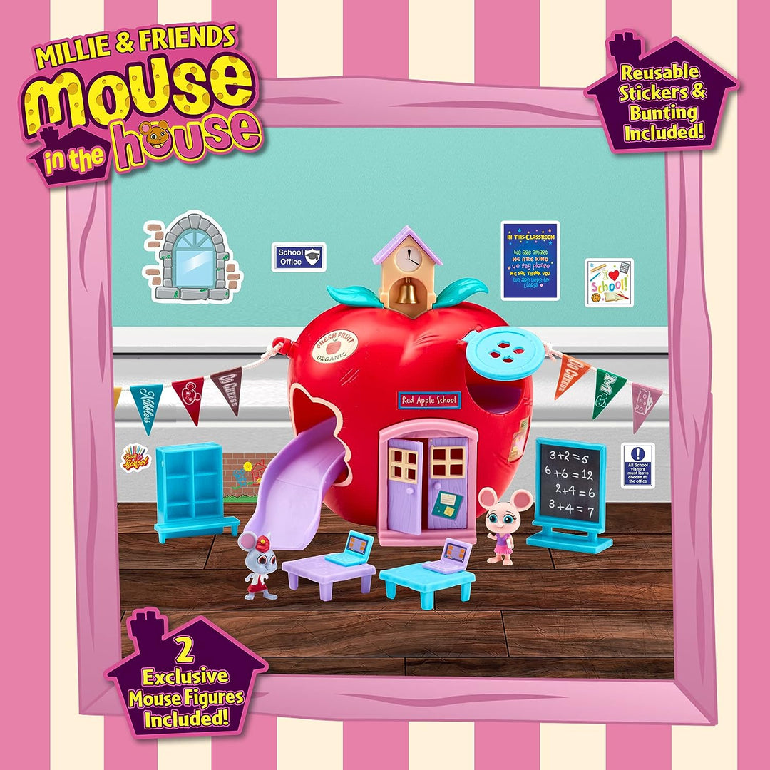 Character Options 07393 Millie & Friends Mouse in The Red Apple Schoolhouse, Collectable Toys, Playset