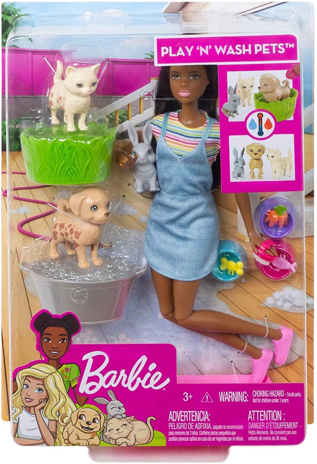 Barbie FXH12 Plan ‘n' Wash Pets Doll and Playset, Multicoloured