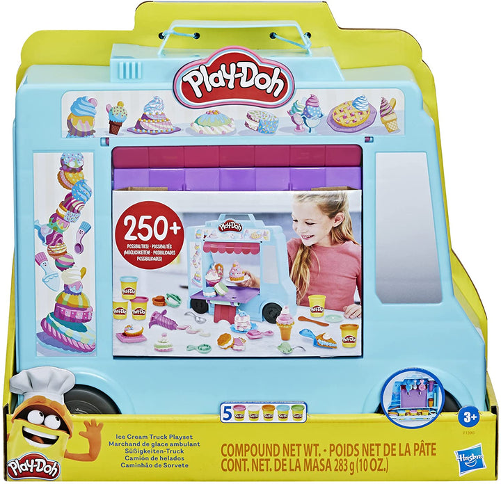 Ensemble de jeu de camion de crème glacée Play-Doh, jouet de jeu de simulation pour enfants de 3 ans et plus avec 20 outils