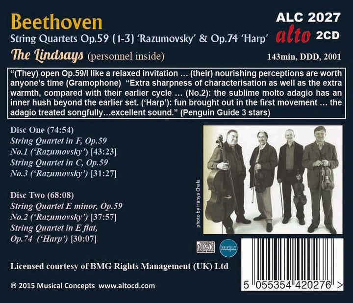 Beethoven: String Quartets, Op. 59, Nos. 1-3, 'razumovsky'/...- Lindsays, the  [Audio CD]