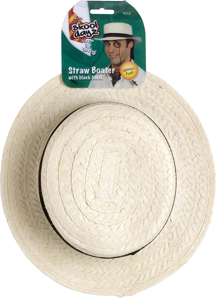 Smiffys Gentleman Boater Straw Hat with Black Band (9312)