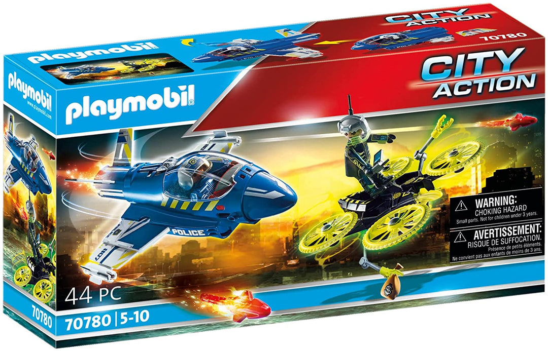 PLAYMOBIL City Action 70780 Polizeijet mit Drohne, Spielzeug für Kinder ab 5 Jahren