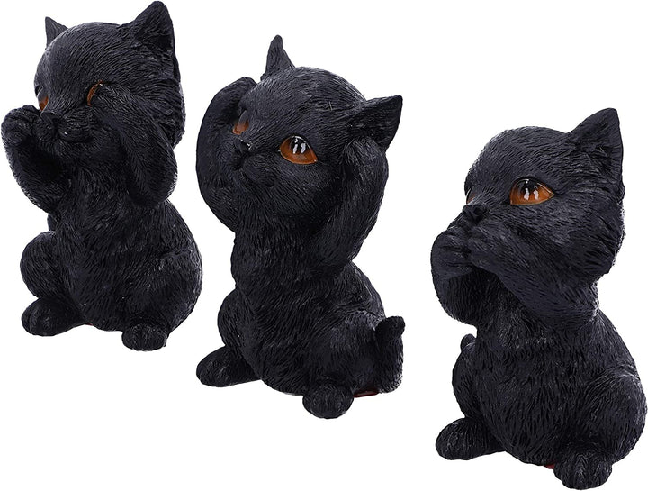 Nemesis Now Three Wise Kitties See No Hear No Speak No Evil Familiar Black Cats