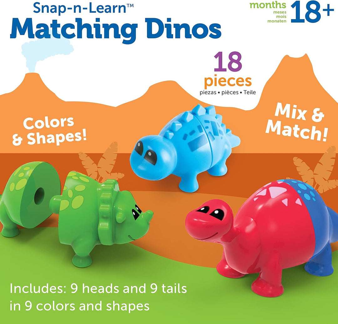 Learning Resources Snap-n-Learn Matching Dinos 18 Pieces, Ages 18+ Months