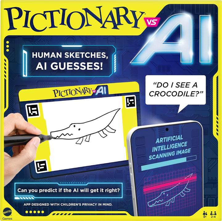 Mattel Games Pictionary VS AI, Family Board Game for Kids and Adults, Engaging Gift for Kids, Drawing Game with Artificial Intelligence for 2 to 4 Teams with Multiple Players