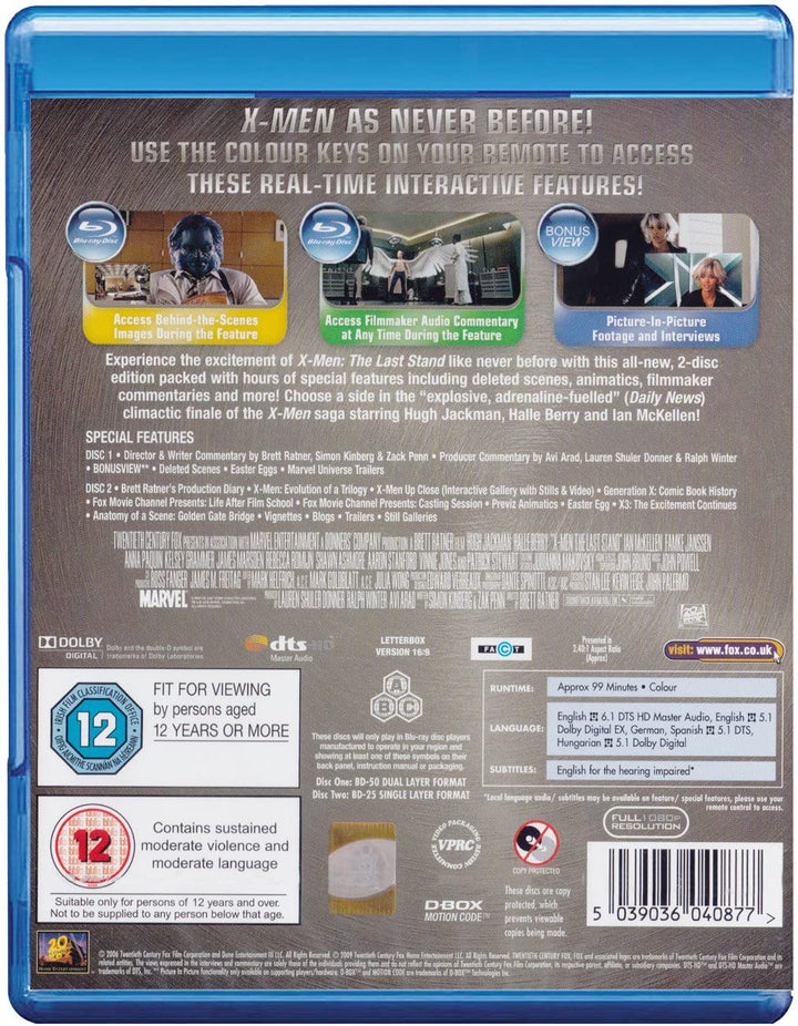 X-Men 3: The Last Stand - Action/Sci-fi [Blu-Ray]