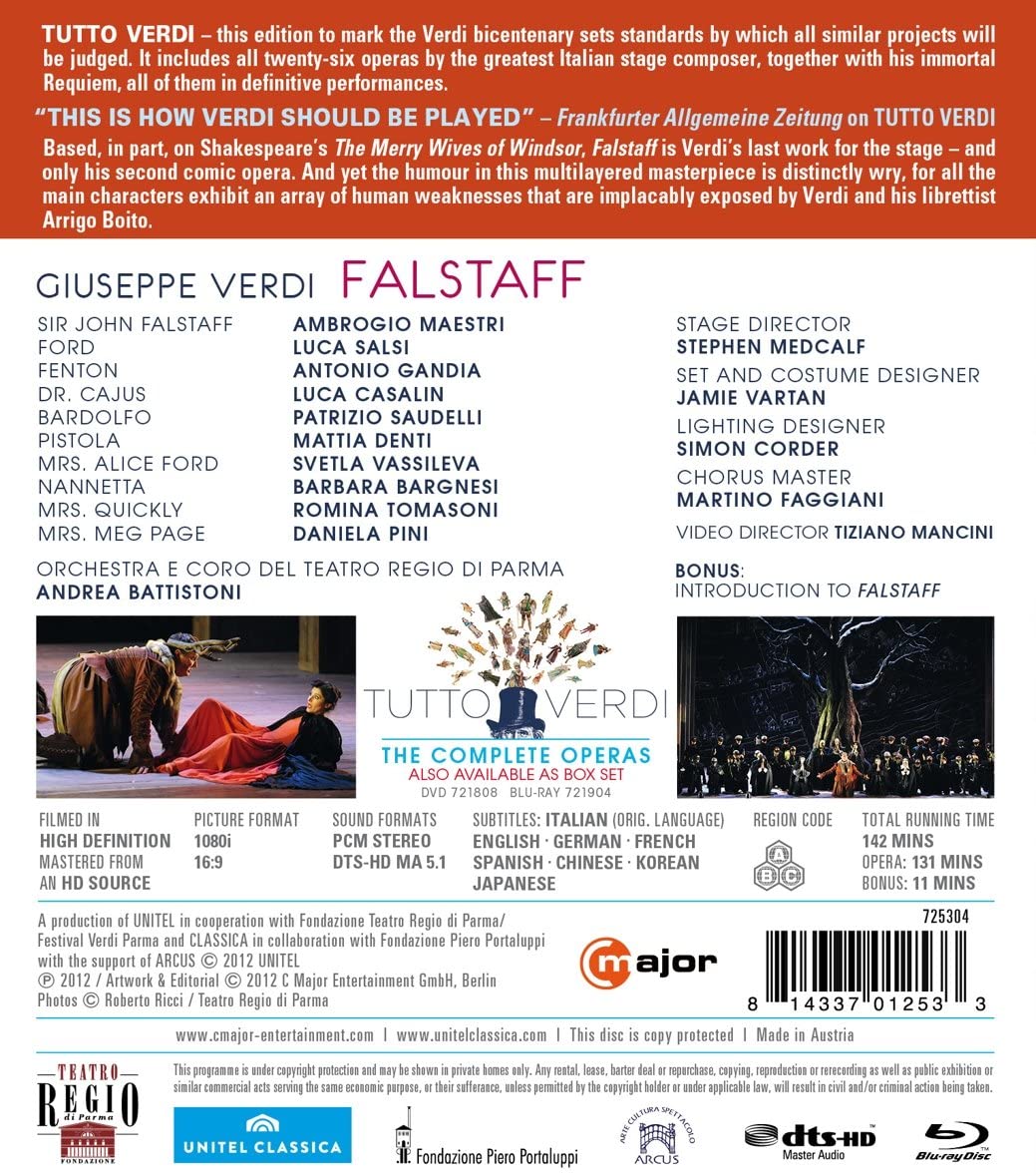 Verdi: Falstaff (Parma 2011) [Ambrogio Maestri, Luca Salsi, Antonio Gandia [C Major: 725304] [2013] [Blu-ray]