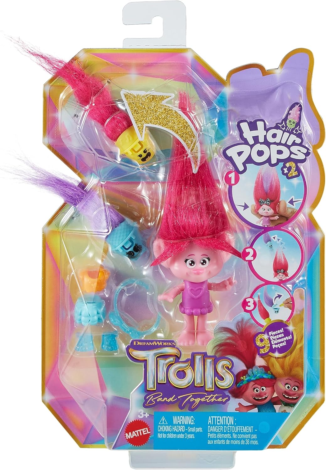 Trolls 3 Band Together Hair Pops Poppy Small 10cm Doll