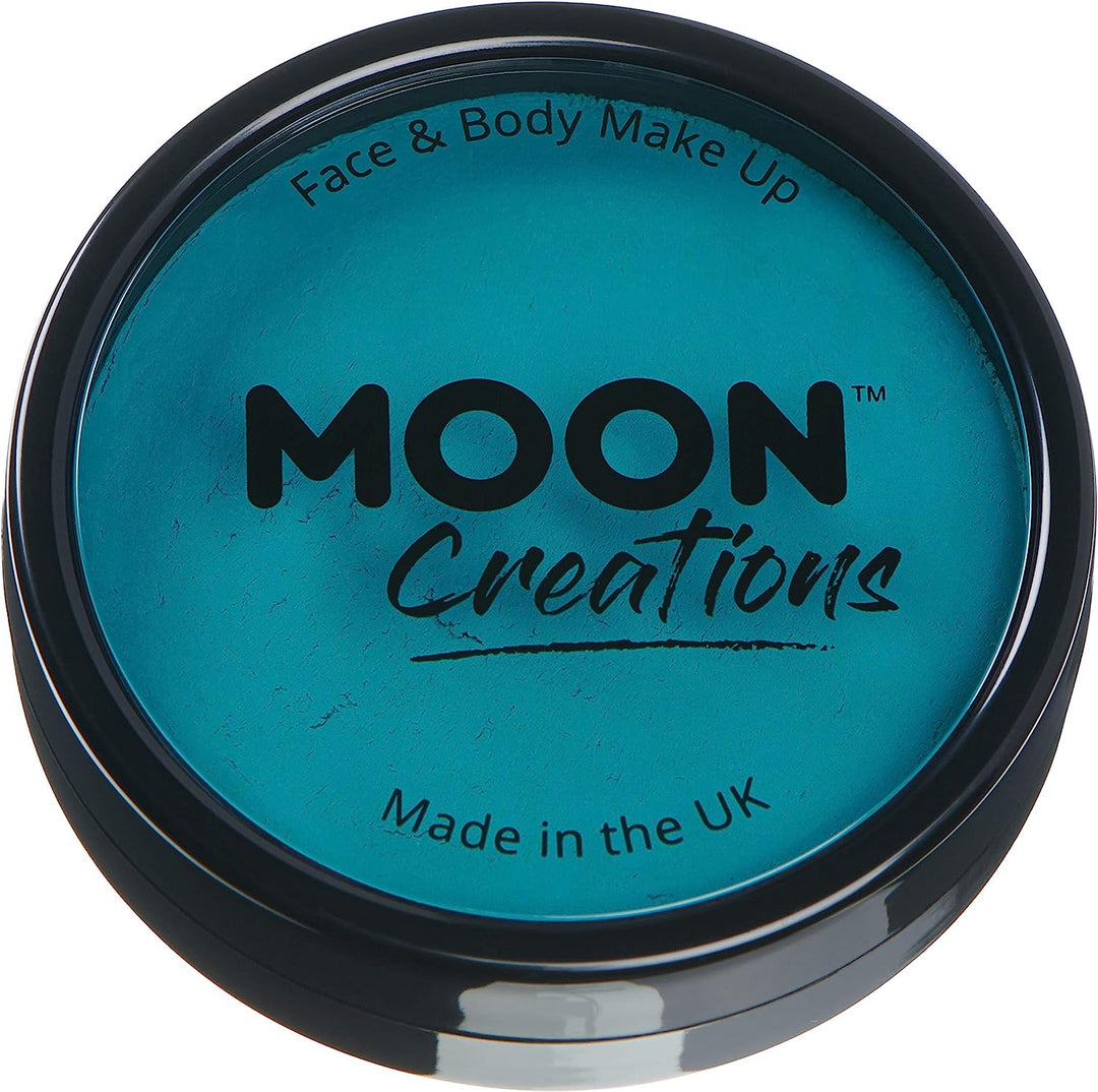 Pro Face & Body Paint Cake Pots by Moon Creations - Teal - Professional Water Based Face Paint Makeup for Adults, Kids - 36g