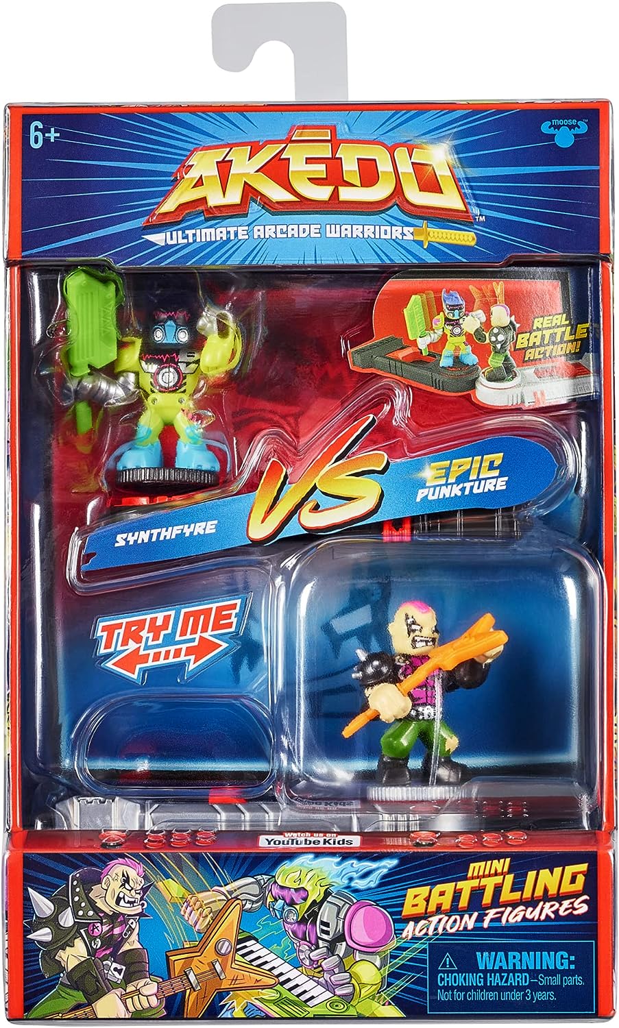 Akedo 14269 Ultimate Arcade Warriors Versus Pack EPIC PUNKTURE VS SYNTHFYRE Mini Battling Action Figures