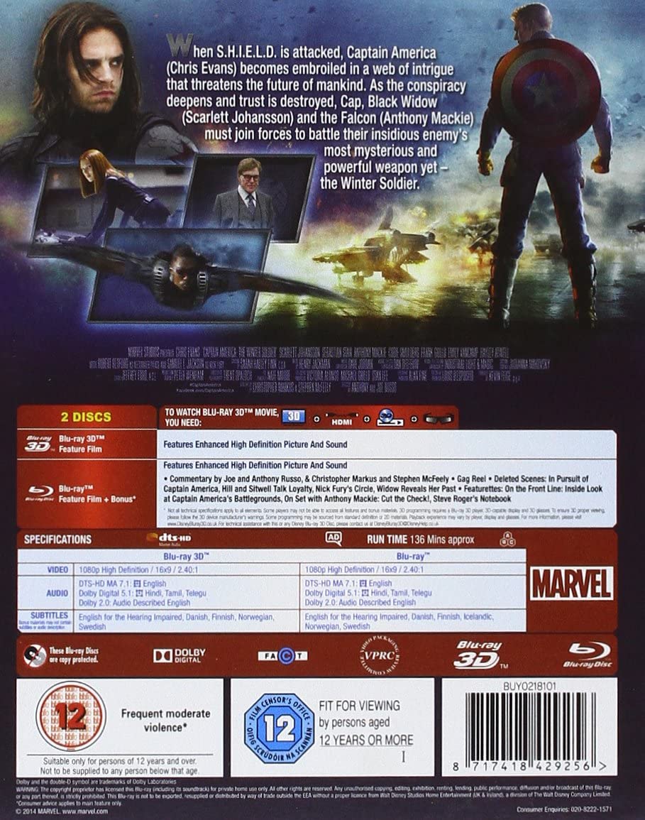 Captain America: The Winter Soldier - Action/Adventure [Blu-ray]