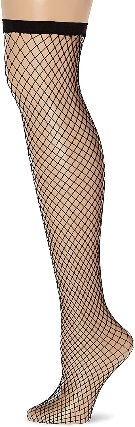 Fever Women’s Lattice Net Hold-Ups, Black, One Size,5020570427460