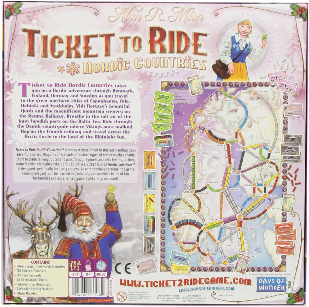 Days of Wonder | Ticket to Ride Nordic Countries Board Game | Ages 8+ | For 2 to 3 players | Average Playtime 30-60 Minutes