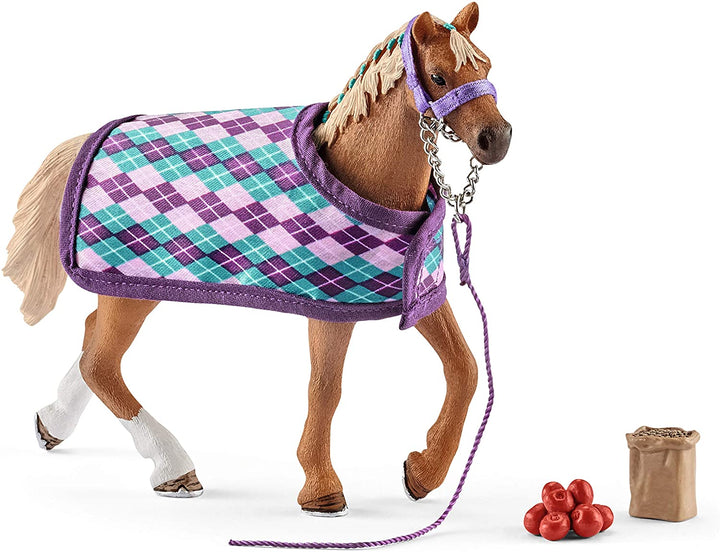 Schleich 42360 42360-Horse Club Pur-sang anglais avec couverture, multicolore