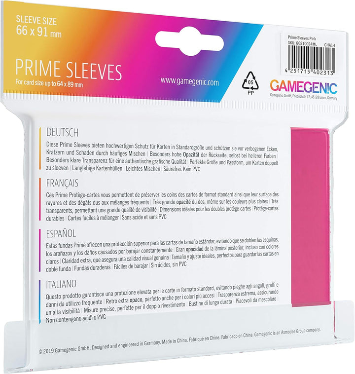 Gamegenic GGS11024ML Prime Sleeves (100-Pack), Pink