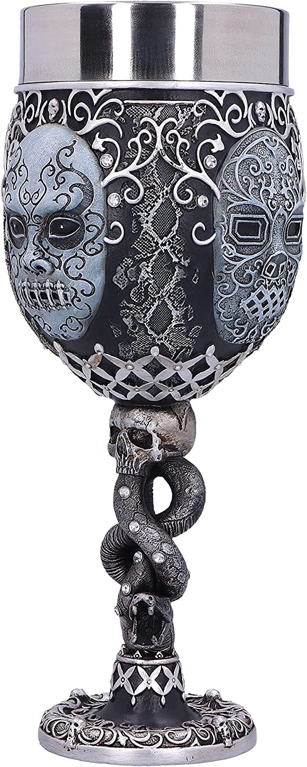 Nemesis Now Harry Potter Death Eater Mask Voldemort Collectible Goblet, Black Silver, 19.5cm