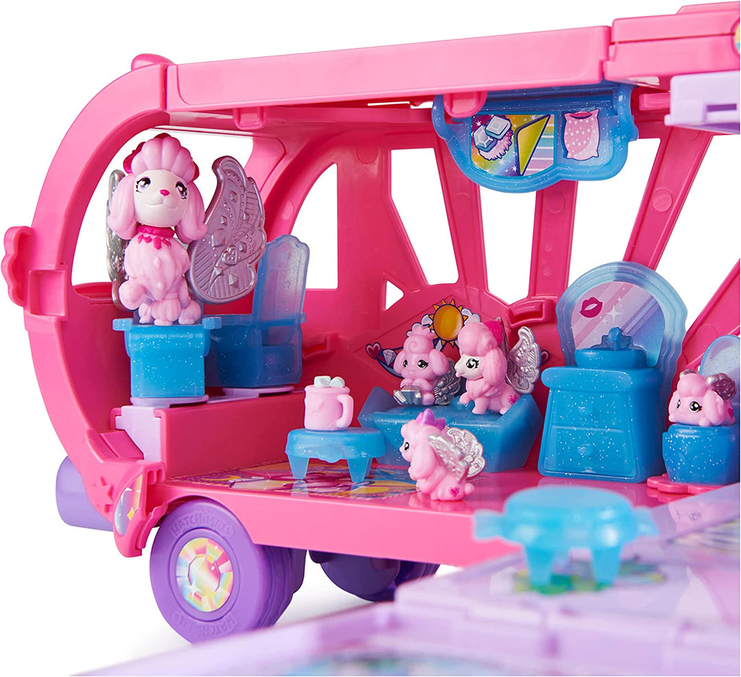 Hatchimals CollEGGtibles, verwandelndes Regenbogen-Camper-Spielzeugauto mit 6 exklusiven Charakteren