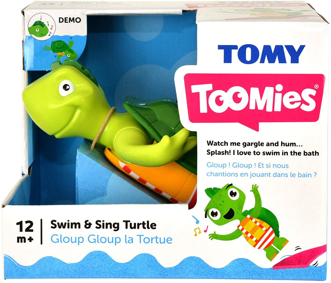 TOMY Toomies Swim &amp; Sing Turtle Baby-Badespielzeug | Interaktives Lernspielzeug mit Musik und Geräuschen | Wasserspielspielzeug für Jungen und Mädchen ab 1, 2 und 3 Jahren