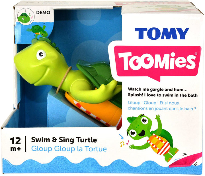 TOMY Toomies Swim &amp; Sing Turtle Baby-Badespielzeug | Interaktives Lernspielzeug mit Musik und Geräuschen | Wasserspielspielzeug für Jungen und Mädchen ab 1, 2 und 3 Jahren