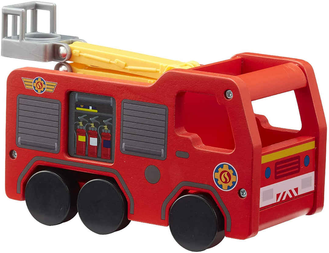 Feuerwehrmann Sam 07324 Holz Jupiter Figur FSC Holz Nachhaltiges Vorschulspielzeug mit Feuerwehrmann Sam und Penny zweiseitige Figur