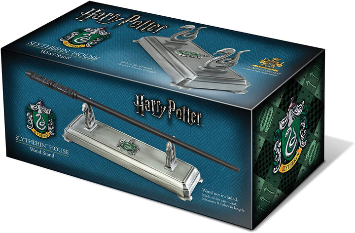 The Noble Collection Harry Potter Slytherin Zauberstabständer – 8 Zoll (20 cm) silberfarbener individueller Zauberstabständer – Harry Potter Filmset Film-Requisiten Zauberstäbe Geschenke