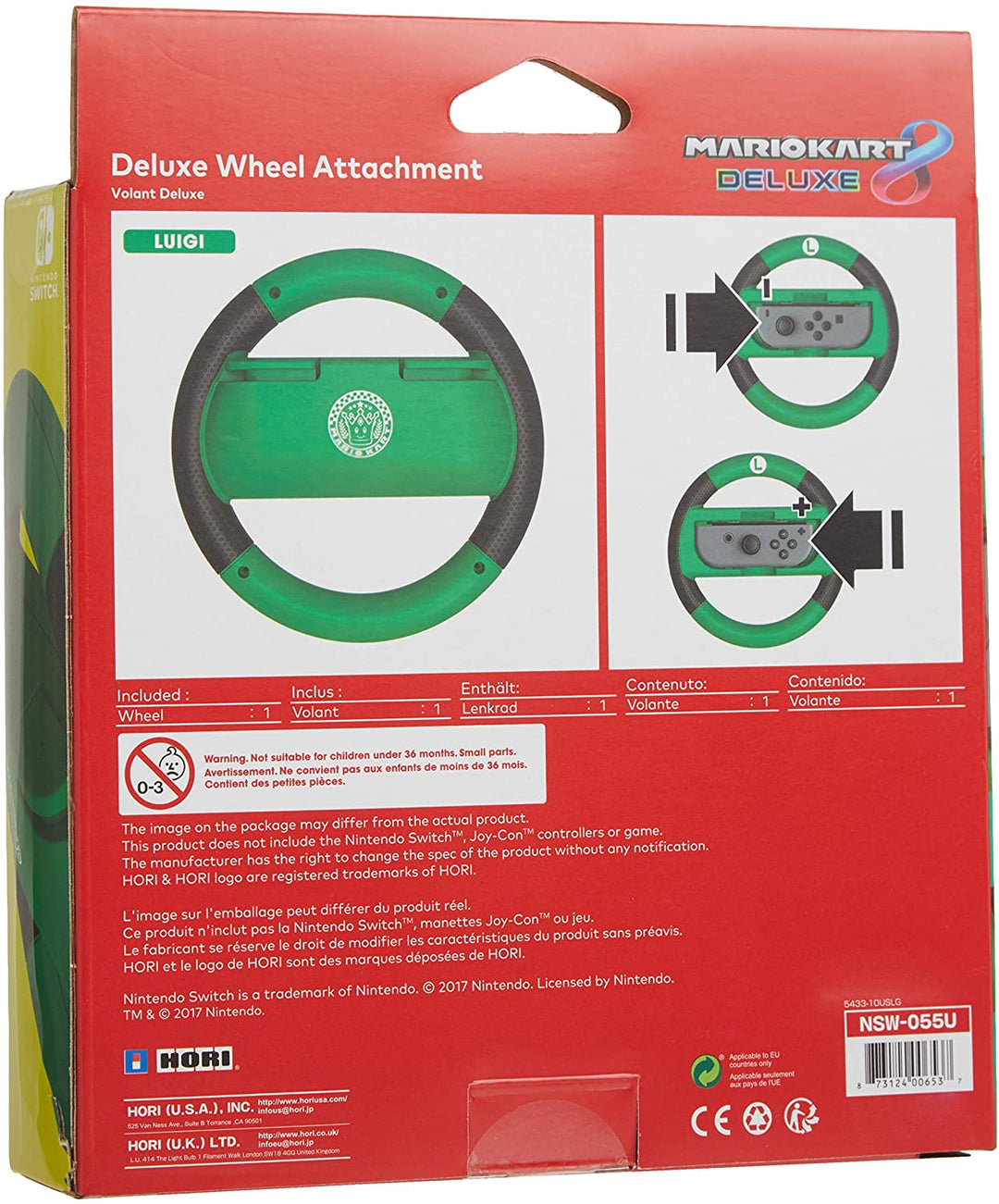 Hori Mario Kart 8 Deluxe Luigi Racing Wheel Controller für Nintendo Switch