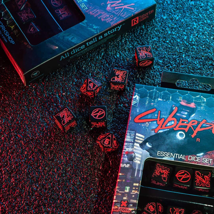 Q WORKSHOP Cyberpunk Red Essential Dice Set (Red Essential)