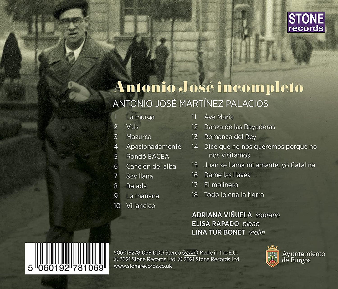 Adriana Viñuela - Jose: Incompleto [Adriana Viñuela; Lina Tur Bonet; Elisa Rapado] [Stone Records : 5060192781069]  [Audio CD]